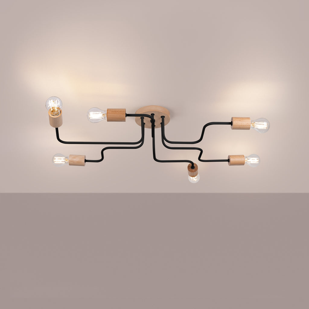 Pendelleuchte TIMBO 6 schwarz Sollux Lighting