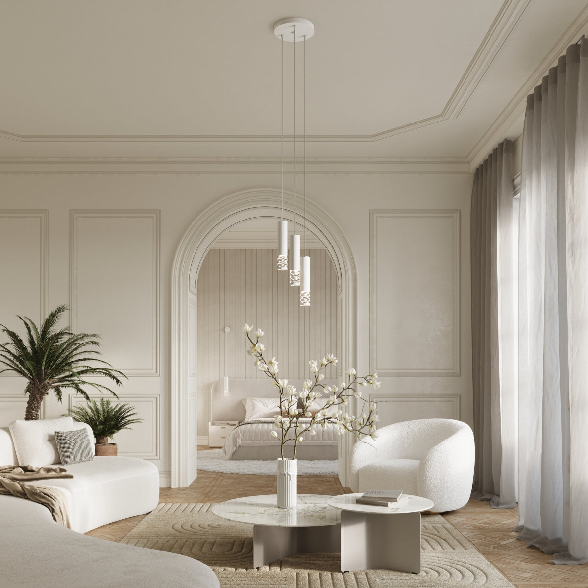 Pendelleuchte LIRO 3L weiß Sollux Lighting