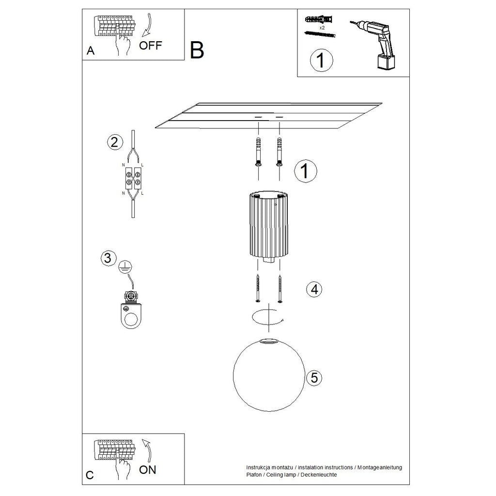 Bad-Deckenleuchte HALO weiß IP44 Sollux Lighting