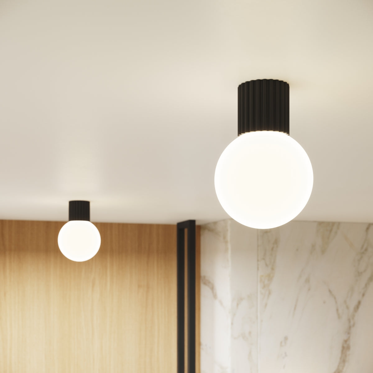 Bad-Deckenleuchte HALO schwarz IP44 Sollux Lighting