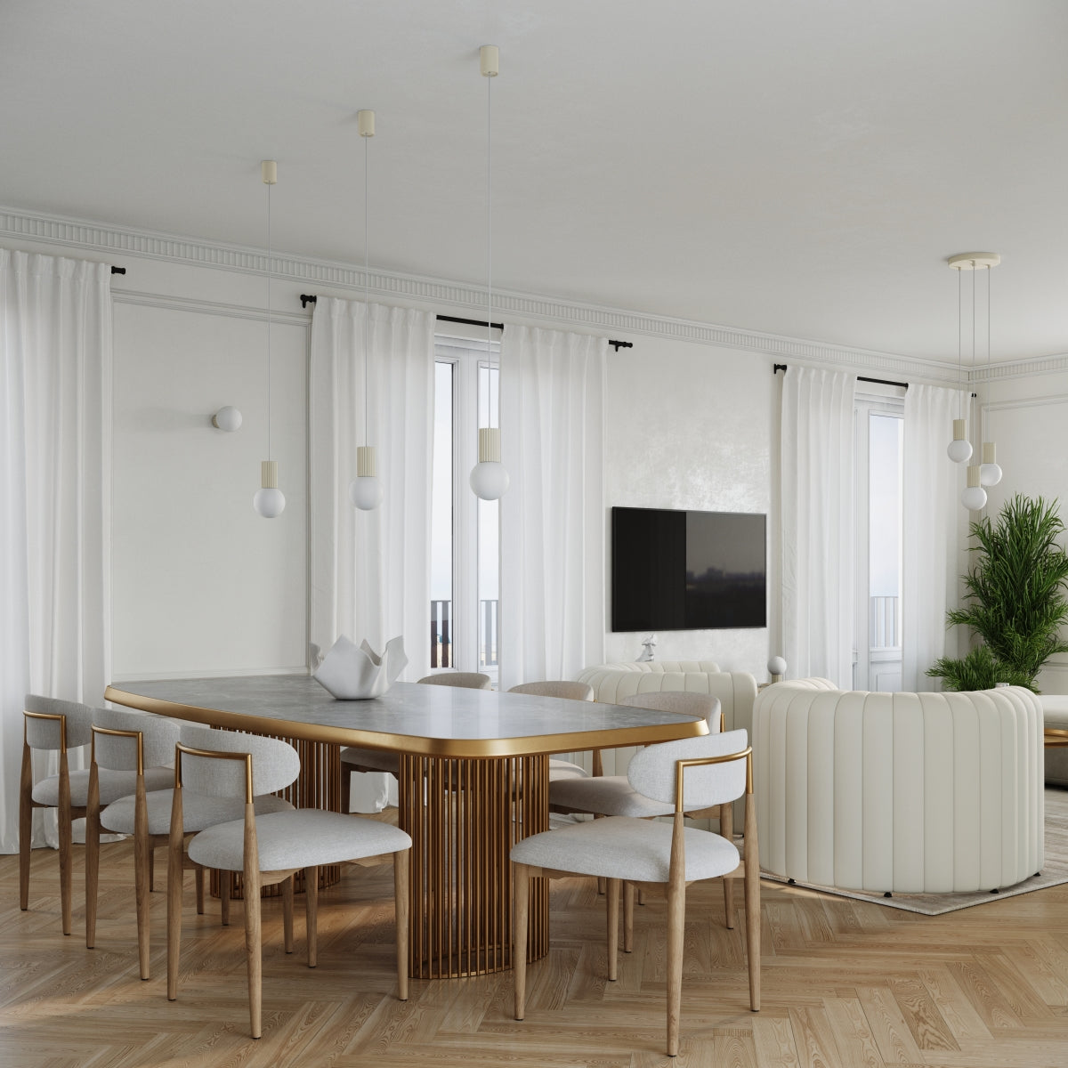 Pendelleuchte HALO 3P beige Sollux Lighting