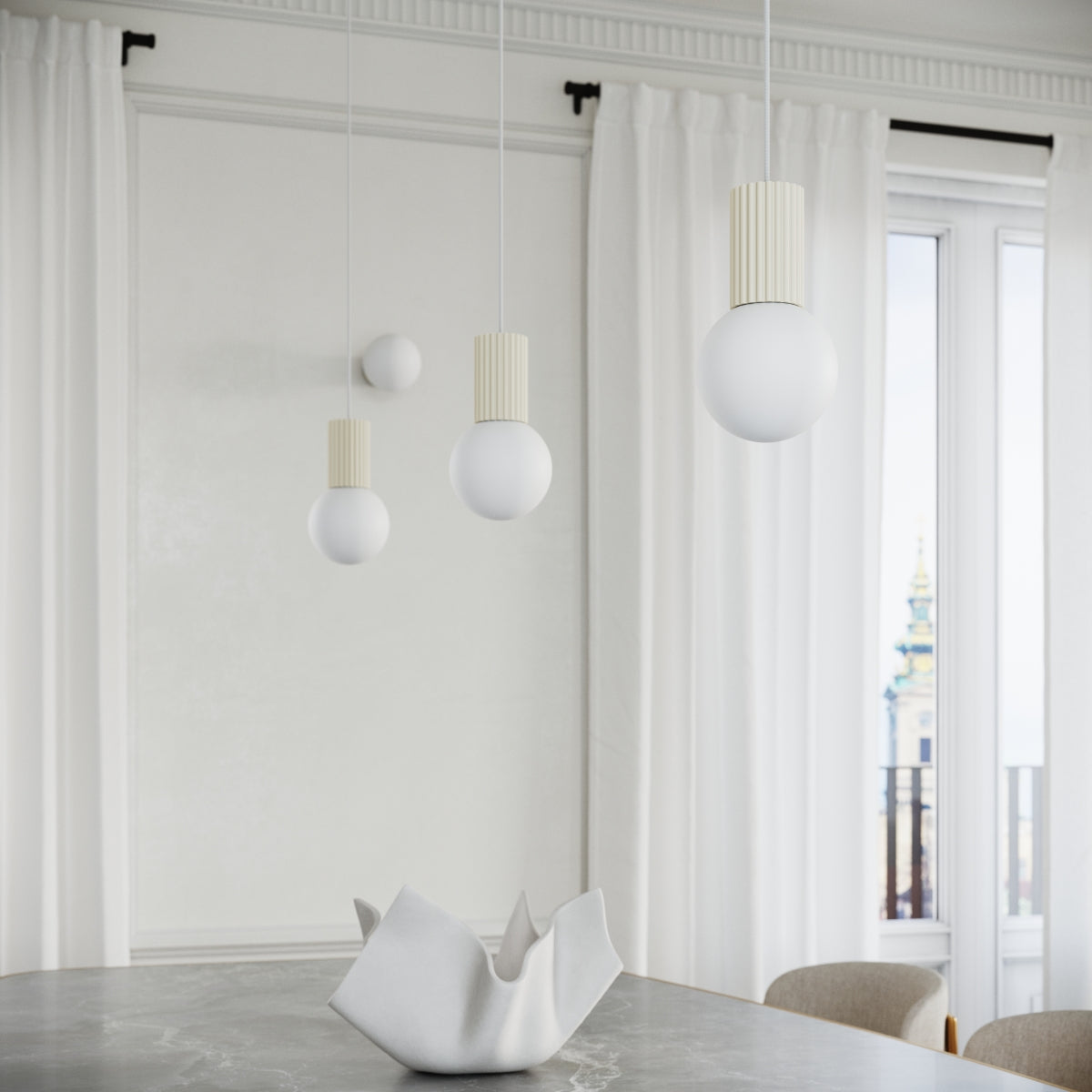 Pendelleuchte HALO 3P beige Sollux Lighting