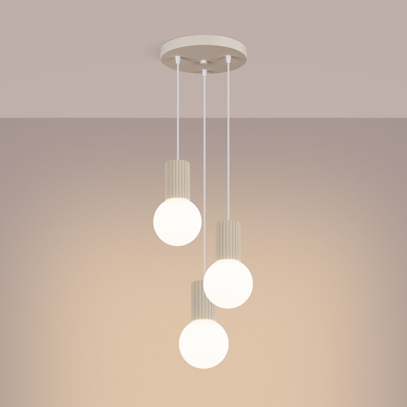 Pendelleuchte HALO 3P beige Sollux Lighting