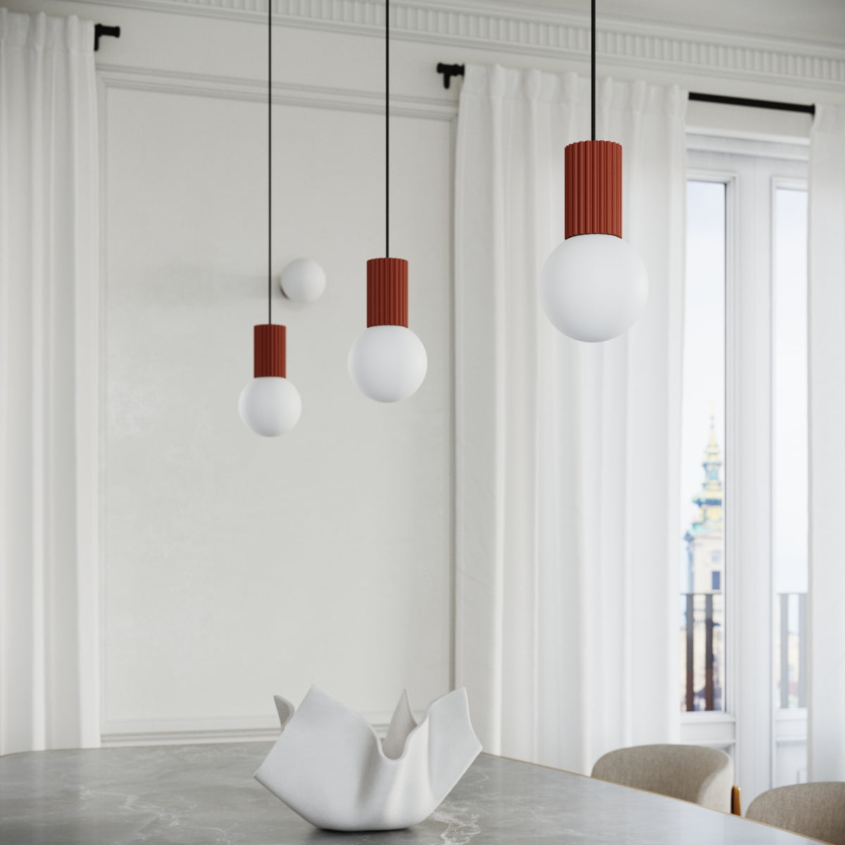 Pendelleuchte HALO 1 roter Ocker Sollux Lighting