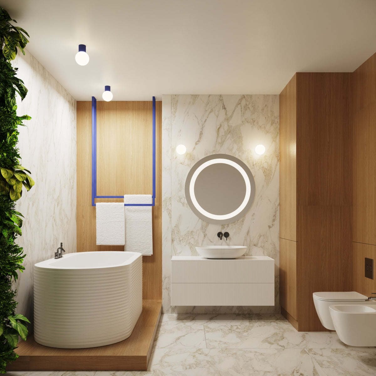 Bad-Deckenleuchte HALO ultramarin IP44 Sollux Lighting