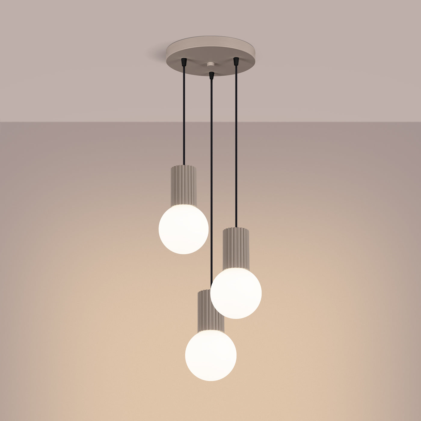 Pendelleuchte HALO 3P taupe Sollux Lighting