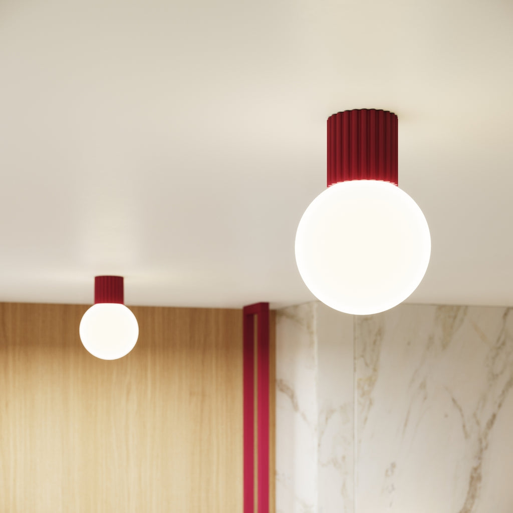 Bad-Deckenleuchte HALO burgunderrot IP44 Sollux Lighting
