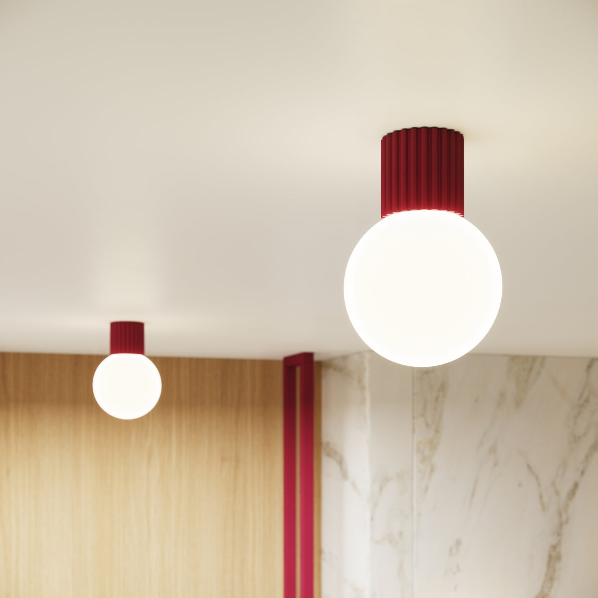 Bad-Deckenleuchte HALO burgunderrot IP44 Sollux Lighting
