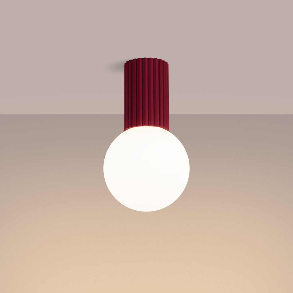 Bad-Deckenleuchte HALO burgunderrot IP44 Sollux Lighting