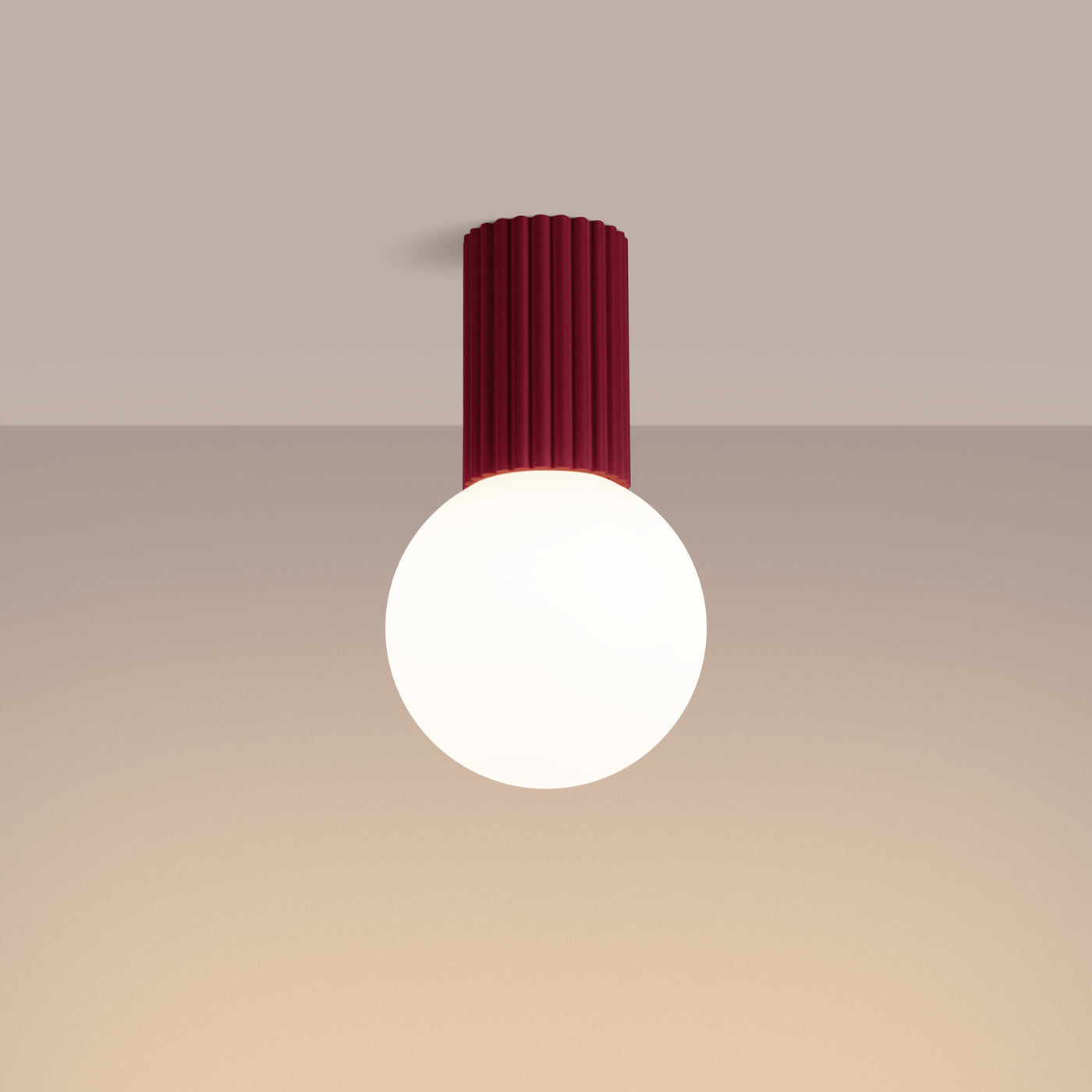 Bad-Deckenleuchte HALO burgunderrot IP44 Sollux Lighting