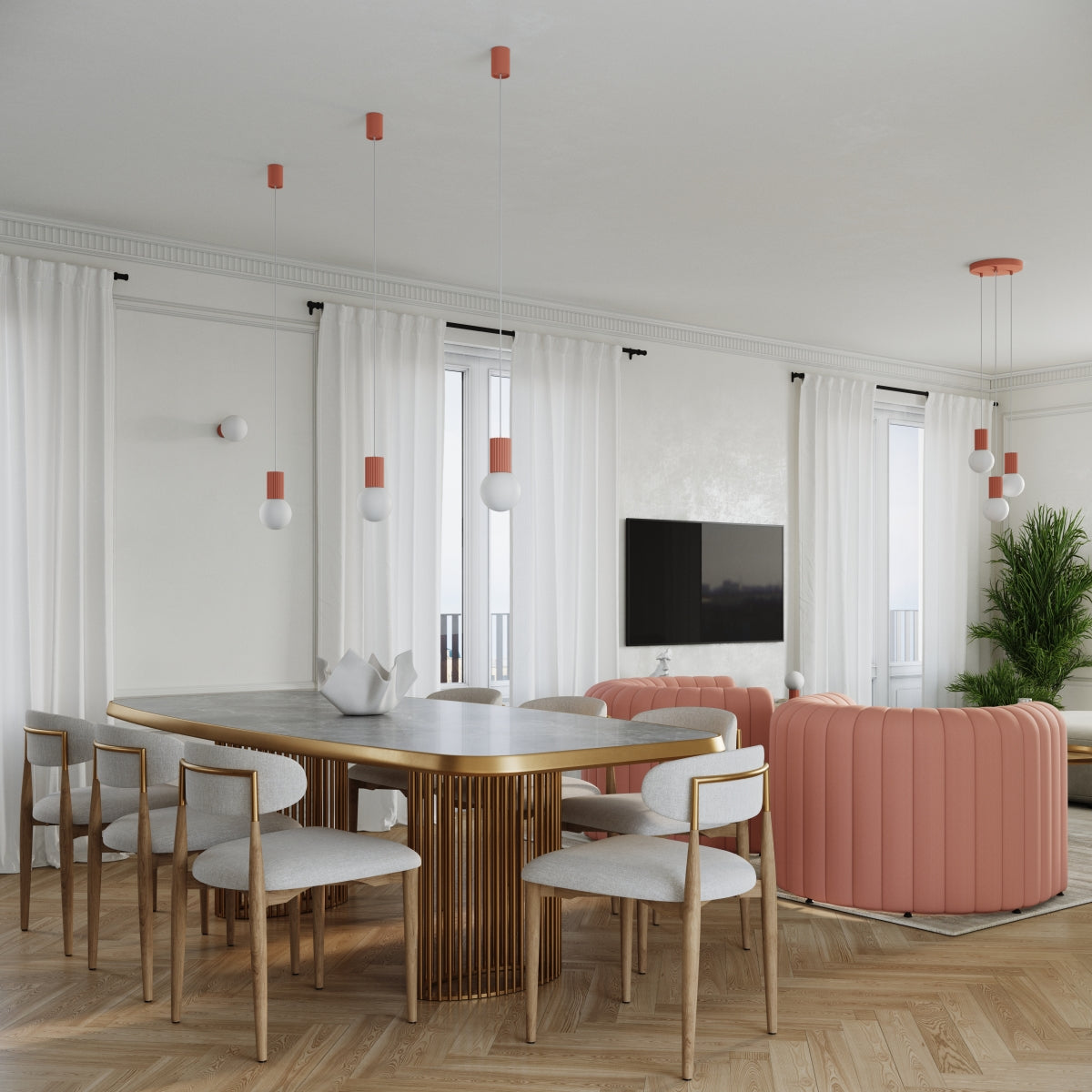 Pendelleuchte HALO 3P apricot Sollux Lighting