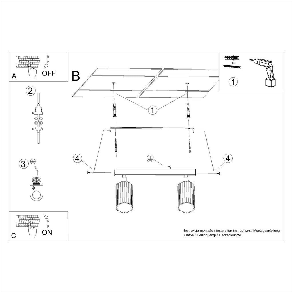 Deckenleuchte - Spot - Strahler KARBON 2 taupe Sollux Lighting