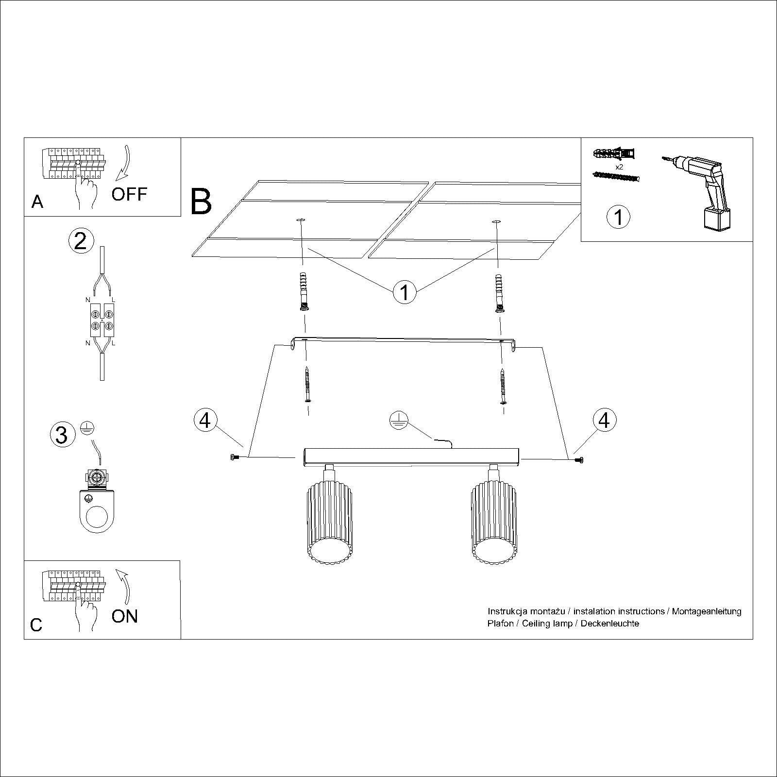 Deckenleuchte - Spot - Strahler KARBON 2 taupe Sollux Lighting