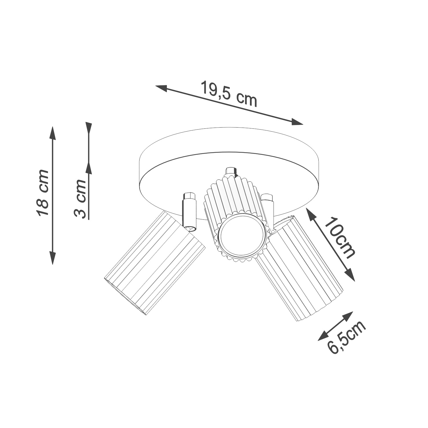 Deckenleuchte - Spot - Strahler KARBON 3P taupe Sollux Lighting