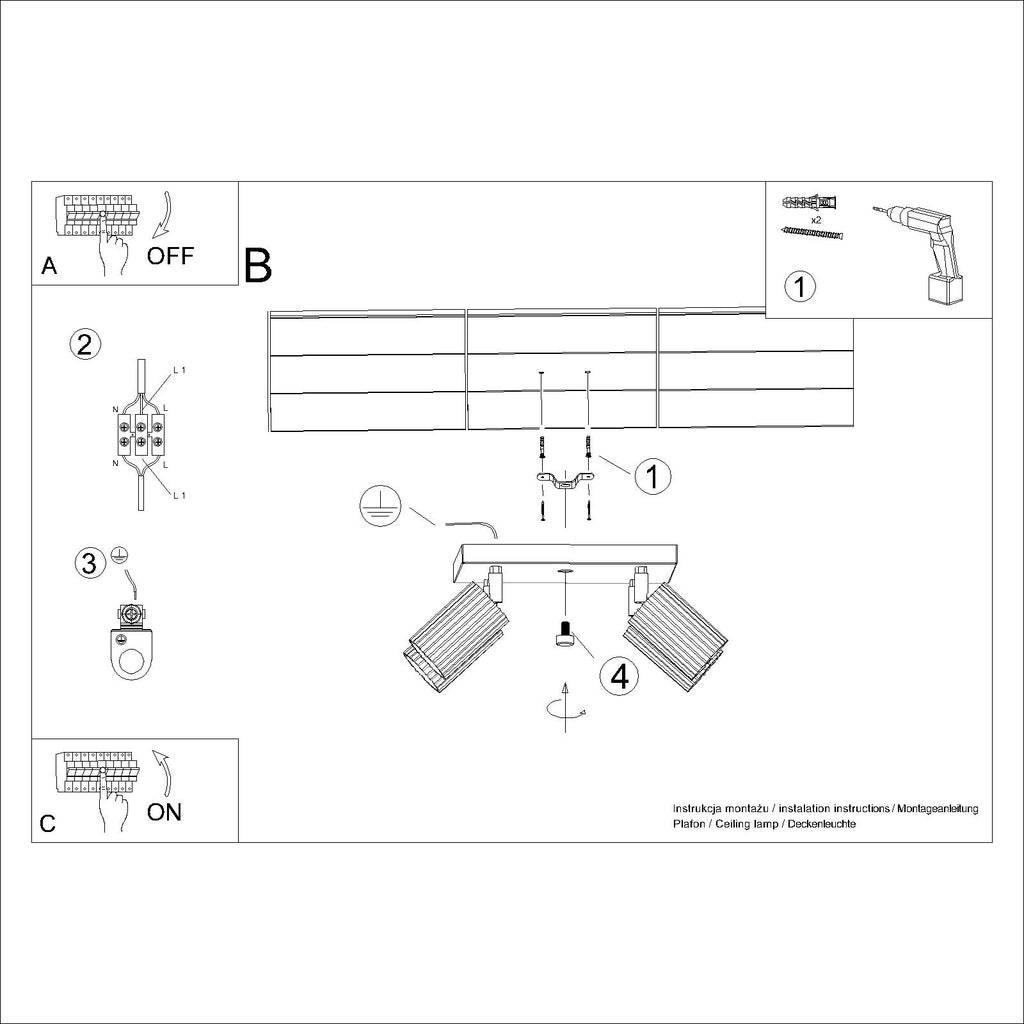 Deckenleuchte - Spot - Strahler KARBON 4 taupe Sollux Lighting