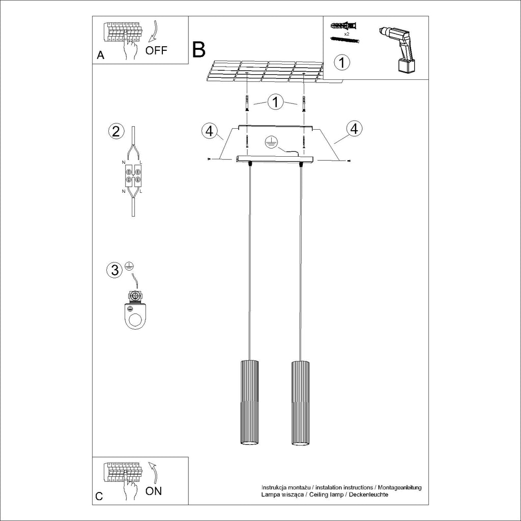 Pendelleuchte KARBON 2 taupe Sollux Lighting