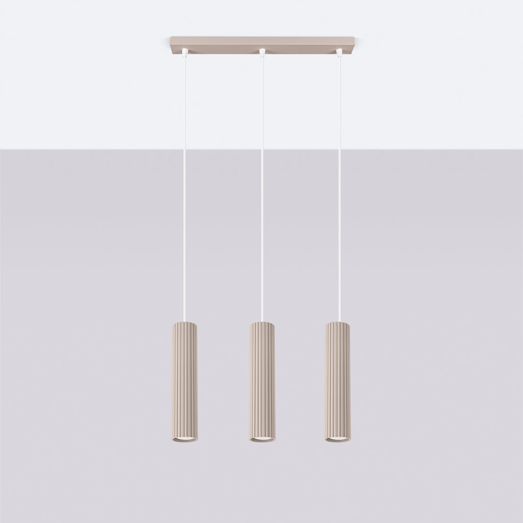 Pendelleuchte KARBON 3L taupe Sollux Lighting