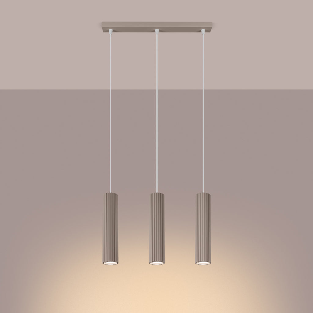 Pendelleuchte KARBON 3L taupe Sollux Lighting