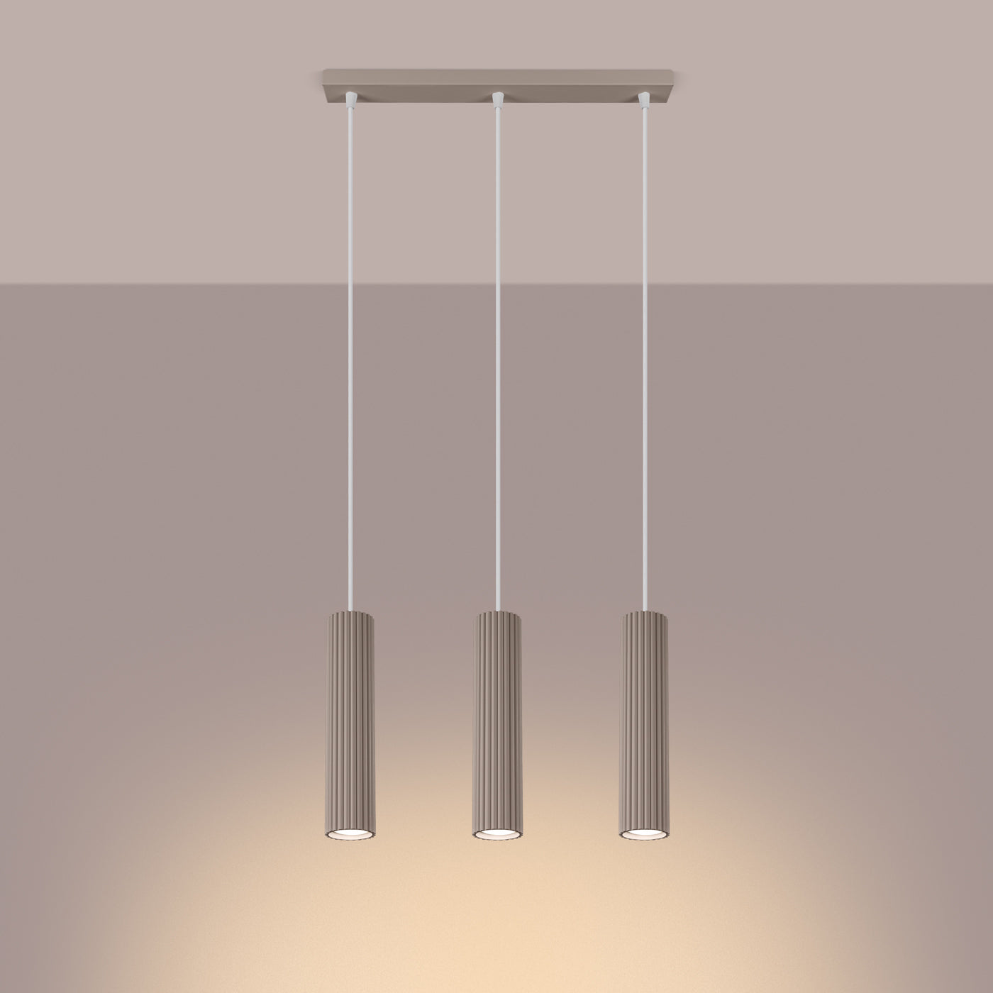 Pendelleuchte KARBON 3L taupe Sollux Lighting