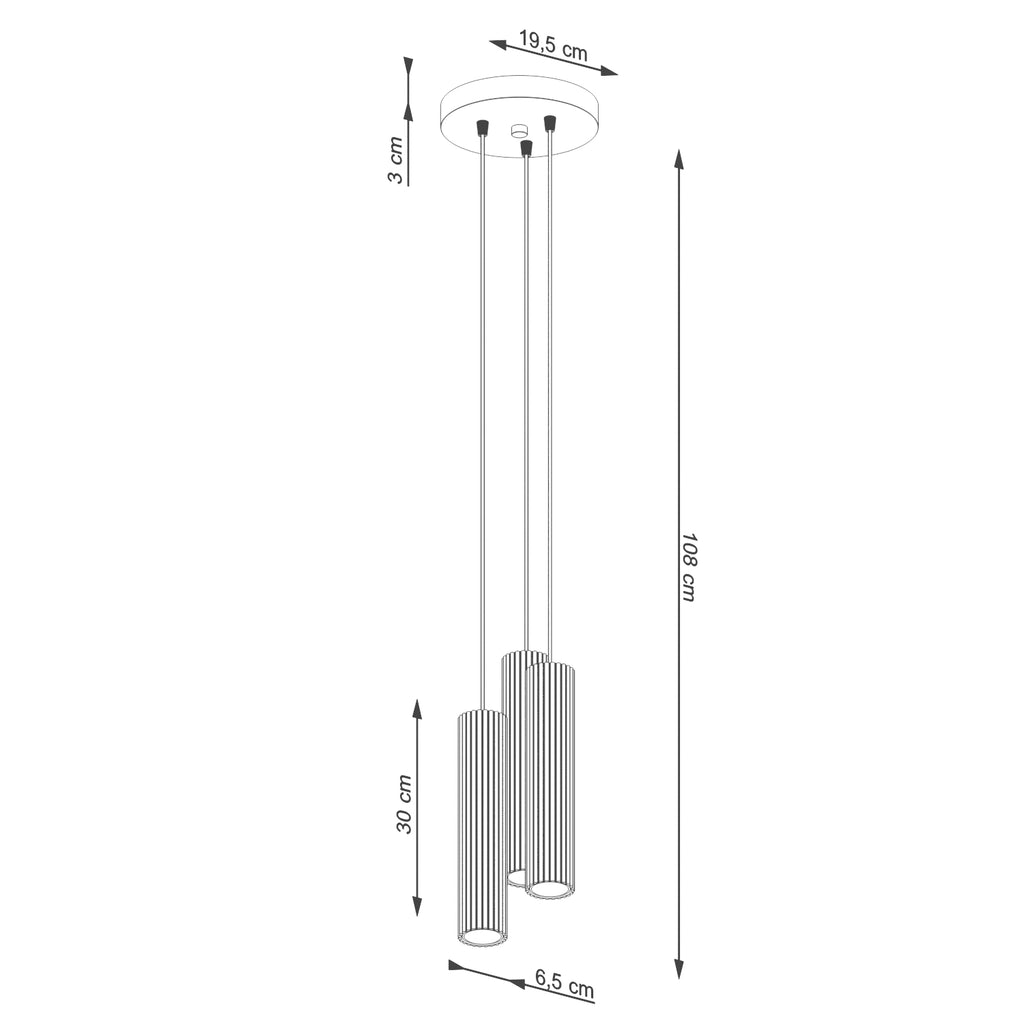 Pendelleuchte KARBON 3P taupe Sollux Lighting
