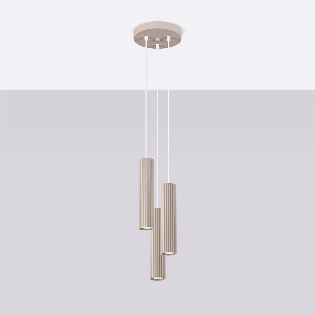 Pendelleuchte KARBON 3P taupe Sollux Lighting