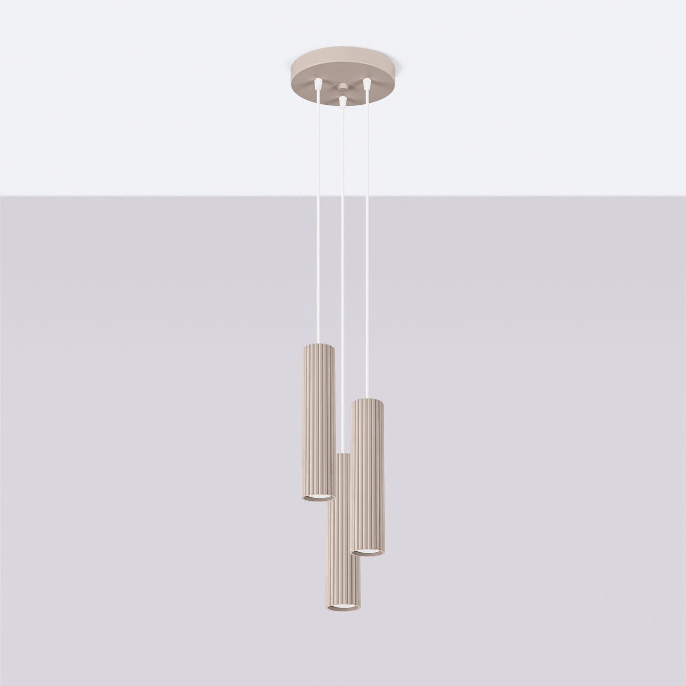 Pendelleuchte KARBON 3P taupe Sollux Lighting