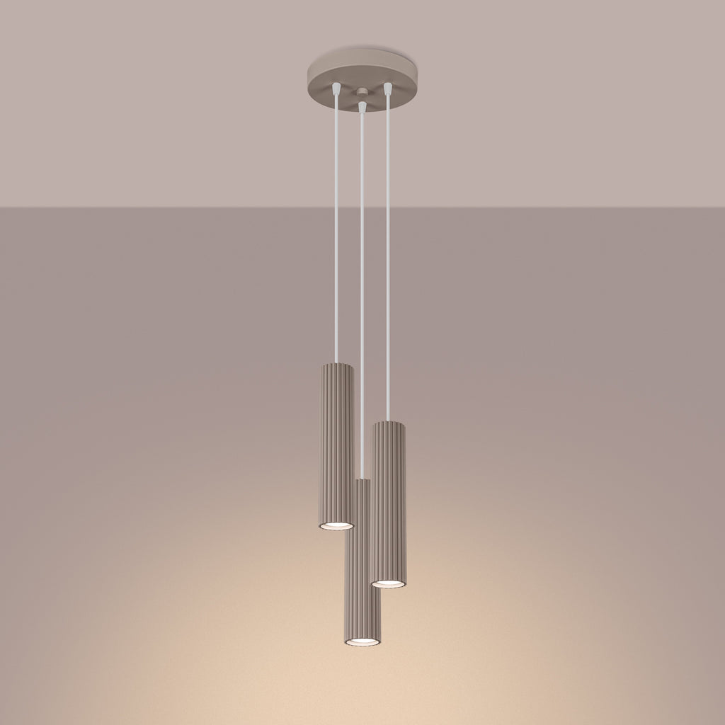 Pendelleuchte KARBON 3P taupe Sollux Lighting