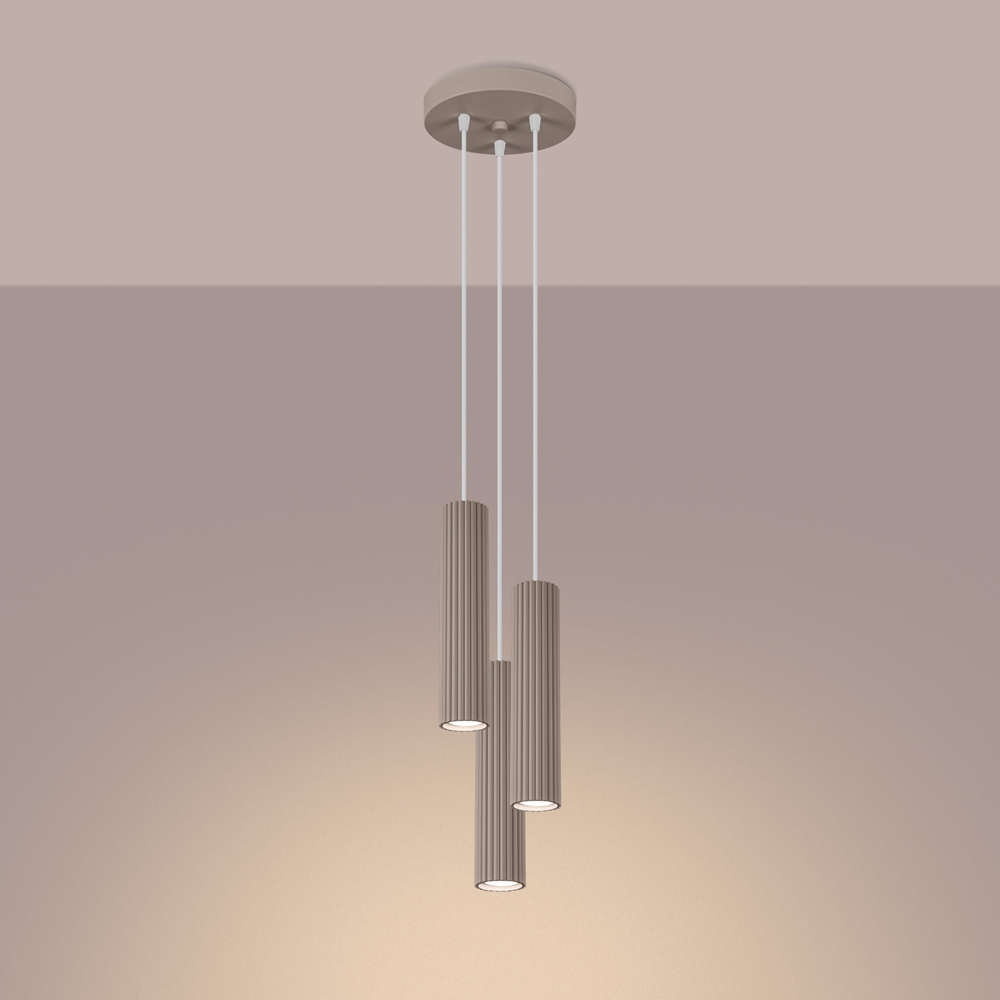 Pendelleuchte KARBON 3P taupe Sollux Lighting
