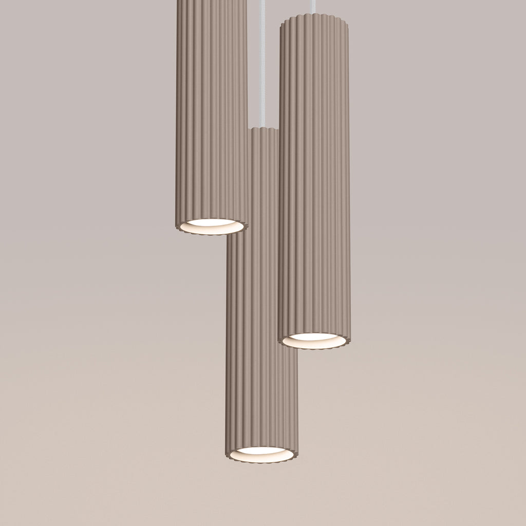Pendelleuchte KARBON 3P taupe Sollux Lighting
