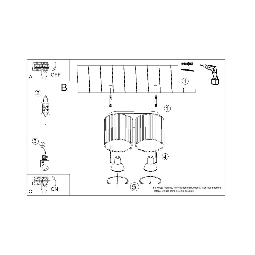 Deckenleuchte - Spot - Strahler AURA 2 schwarz GU10 Sollux Lighting