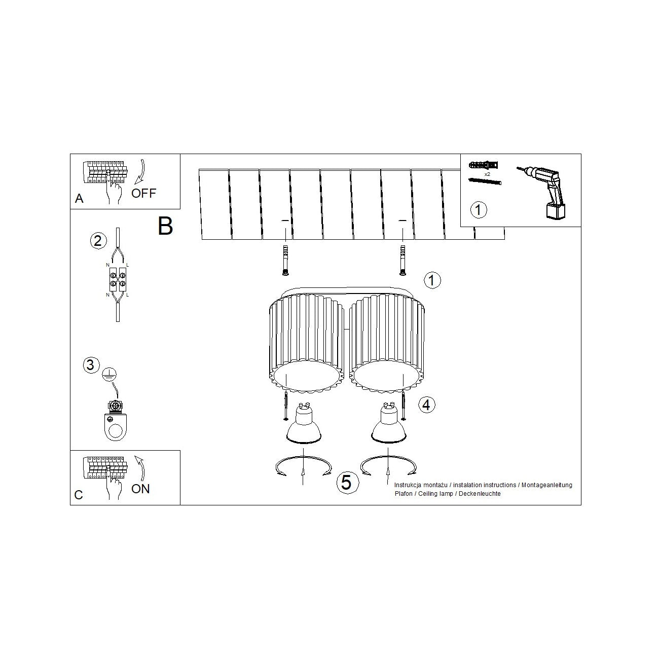 Deckenleuchte - Spot - Strahler AURA 2 taupe GU10 Sollux Lighting