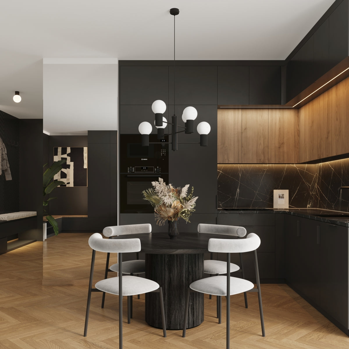Pendelleuchte HALO 6 schwarz Sollux Lighting