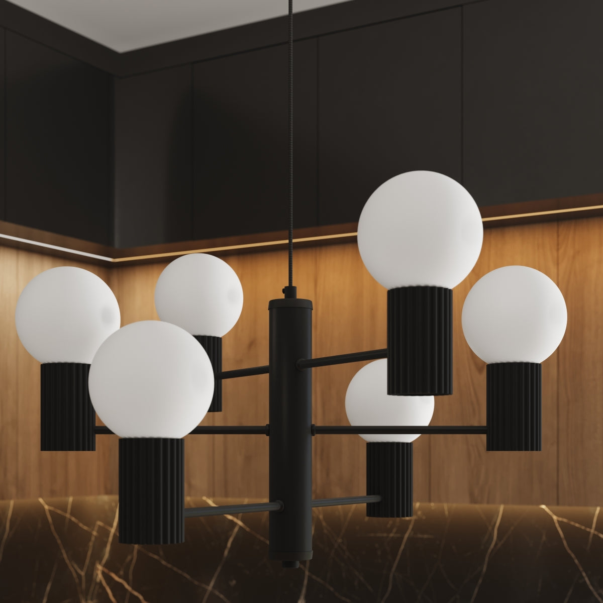 Pendelleuchte HALO 6 schwarz Sollux Lighting