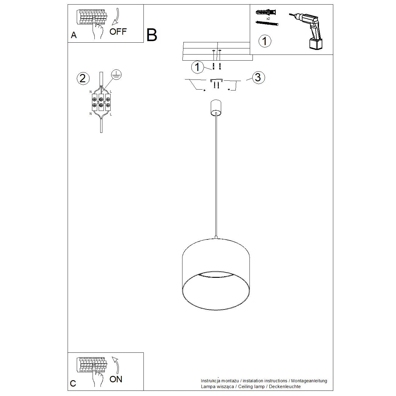 Pendelleuchte NEVIA marineblau Sollux Lighting