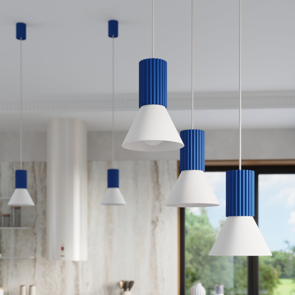 Pendelleuchte ESTRIA 1 weiß & ultramarin Sollux Lighting