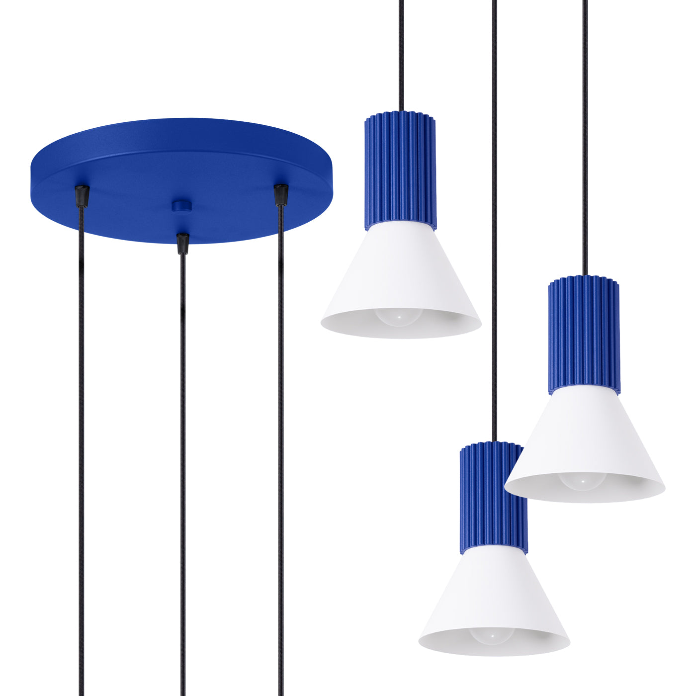 Pendelleuchte ESTRIA 3P weiß & ultramarin Sollux Lighting