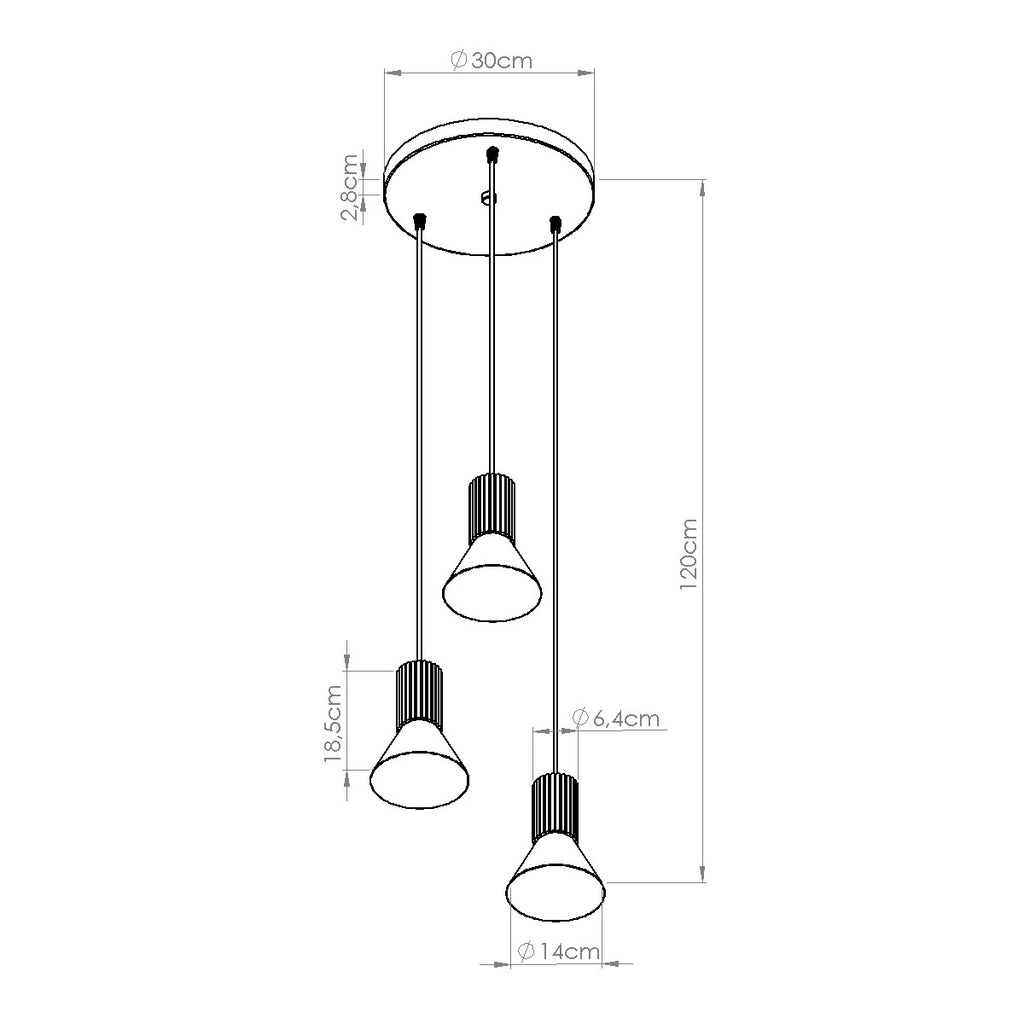 Pendelleuchte ESTRIA 3P weiß & ultramarin Sollux Lighting