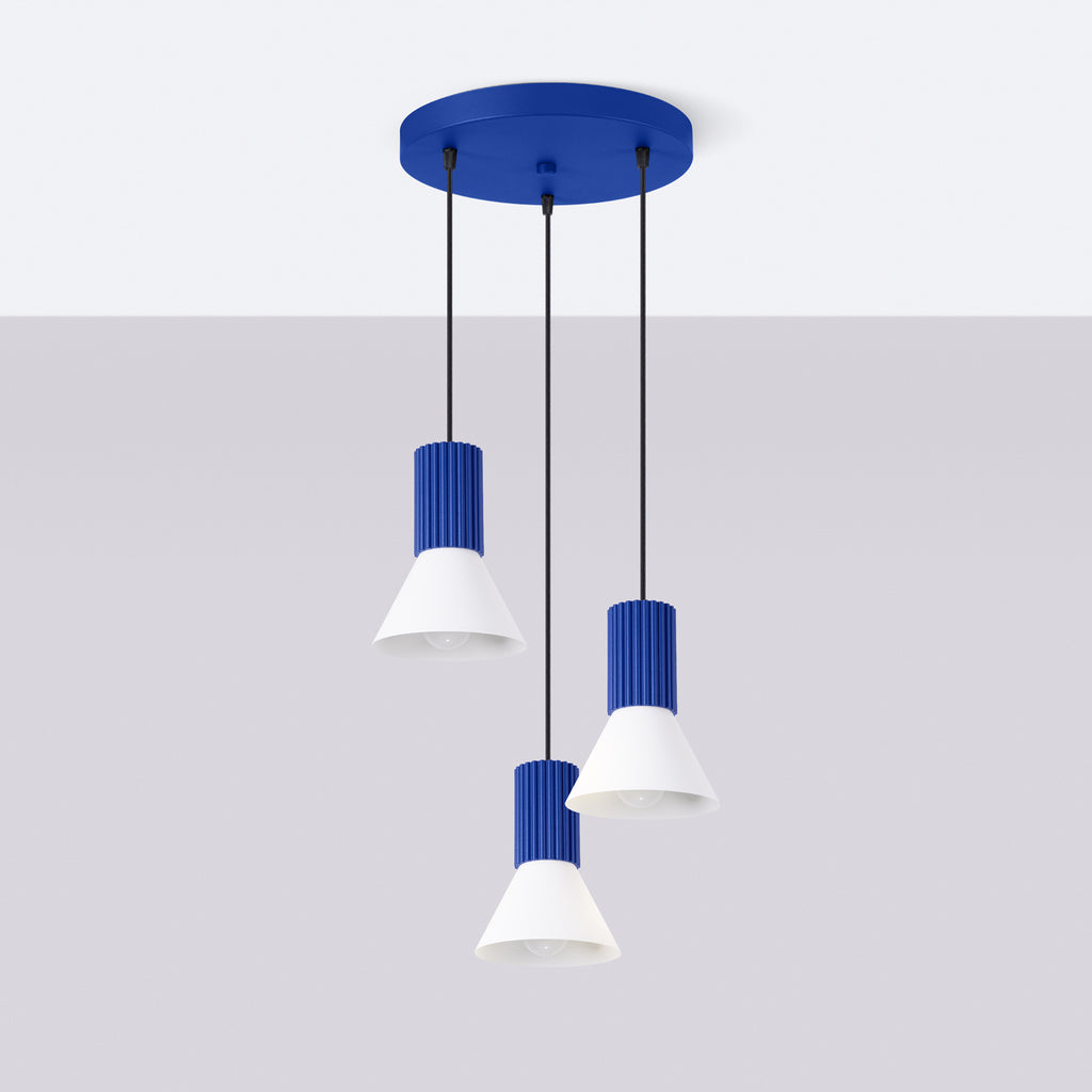 Pendelleuchte ESTRIA 3P weiß & ultramarin Sollux Lighting