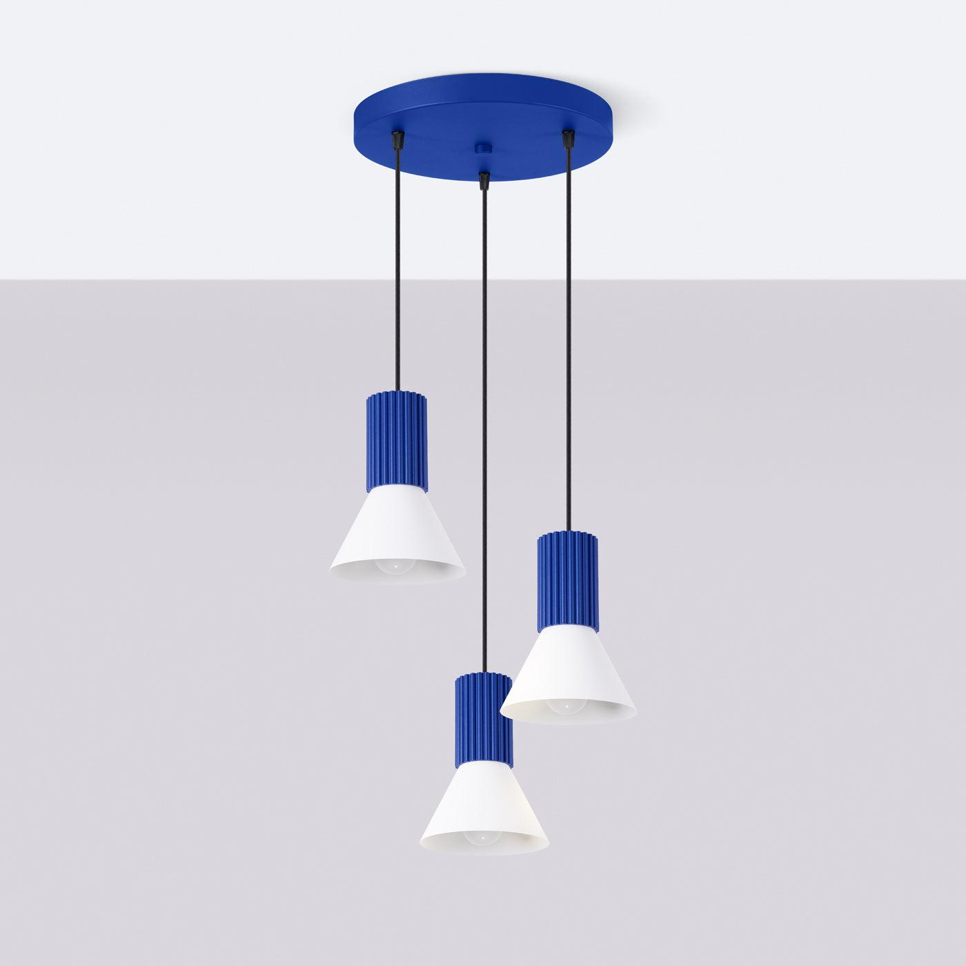 Pendelleuchte ESTRIA 3P weiß & ultramarin Sollux Lighting