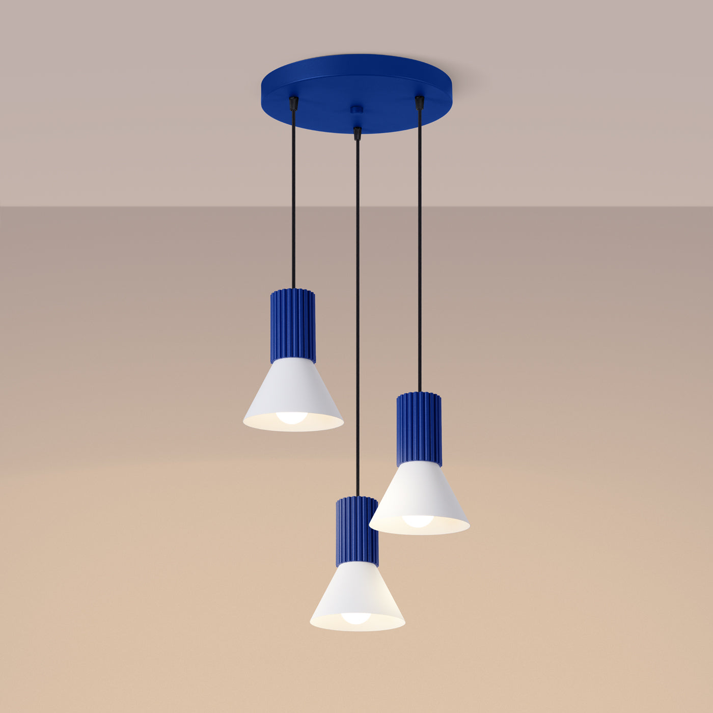 Pendelleuchte ESTRIA 3P weiß & ultramarin Sollux Lighting