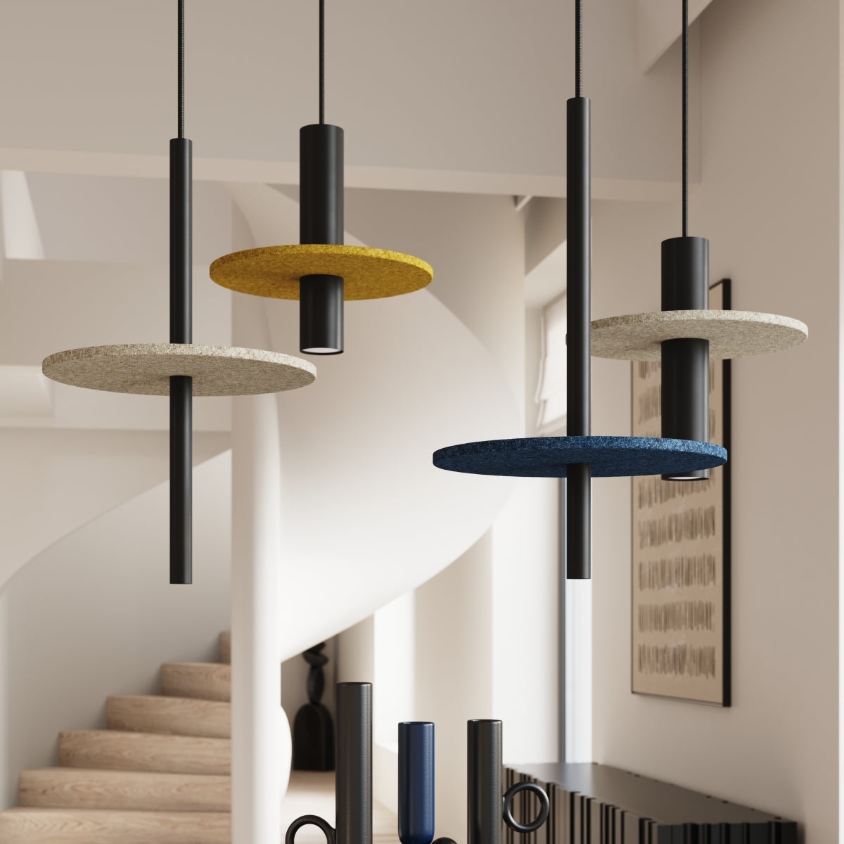 Pendelleuchte PELTA 1 schwarz & beige Sollux Lighting