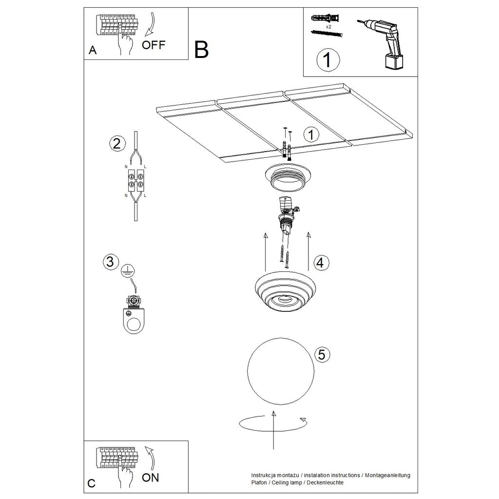 Deckenleuchte ZORI ultramarin IP44 Sollux Lighting