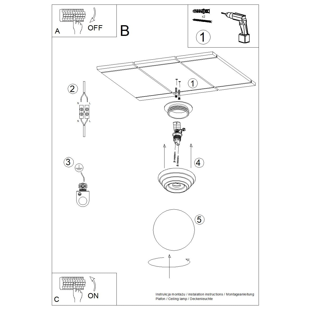 Deckenleuchte ZORI ultramarin IP44 Sollux Lighting