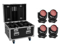 EUROLITE Set 4x LED TMH-X4 Moving-Head Wash Zoom + EU Case mit Rollen