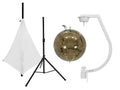 EUROLITE Set Spiegelkugel 30cm gold mit Stativ und Segel weiß