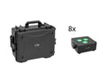 EUROLITE Set 8x AKKU IP Flat Light 3 sw + Kunststoffcase mit Trolley