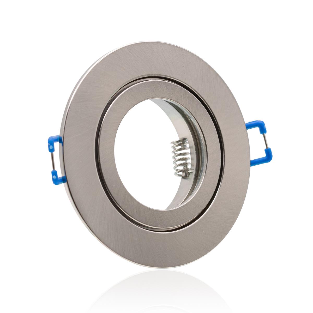 Einbaustrahler Rahmen rund starr IP44 Feuchtraum Klickverschluss - Farbe: Edelstahl-gebürstet