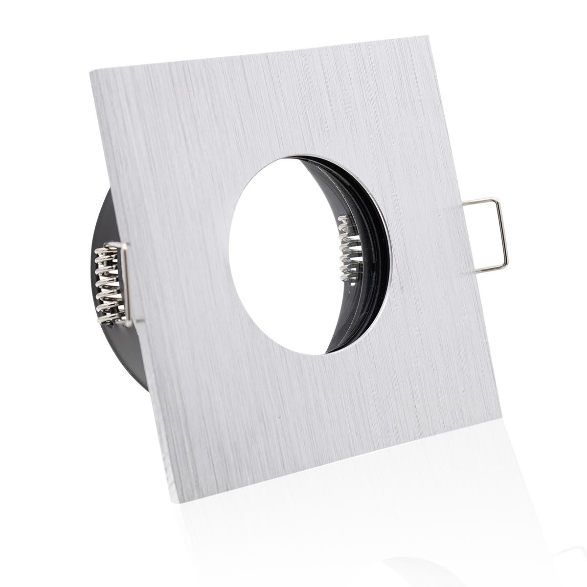 Einbaustrahler Rahmen eckig starr IP65 Bad Außenbereich Klickverschluss - Farbe: Alu-gebürstet