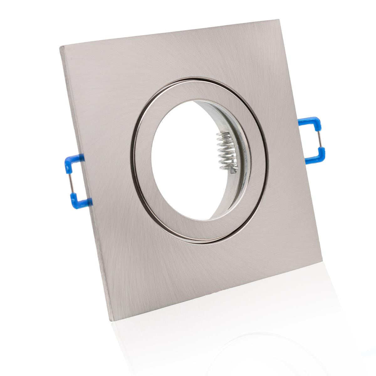 Einbaustrahler Rahmen eckig starr IP44 Feuchtraum Klickverschluss - Farbe: Edelstahl-gebürstet