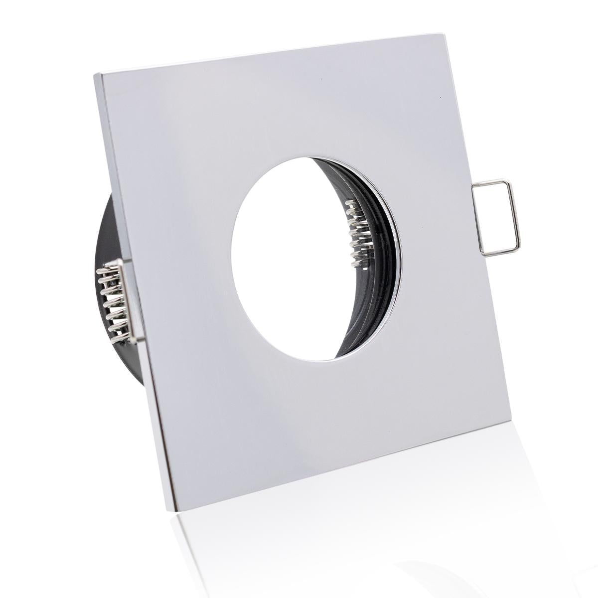 Einbaustrahler Rahmen eckig starr IP65 Bad Außenbereich Klickverschluss - Farbe: Chrom